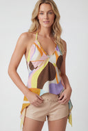 Retro Colorblock Sharkbite Halter Top