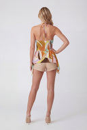 Retro Colorblock Sharkbite Halter Top