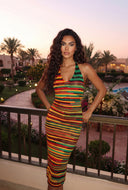 Patterned Halter Maxi Dress