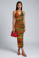 Patterned Halter Maxi Dress