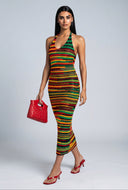 Patterned Halter Maxi Dress
