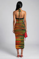 Patterned Halter Maxi Dress