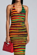 Patterned Halter Maxi Dress