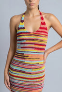 Patterned Halter Maxi Dress