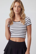 Scarlet Striped Ribbed Knit Crop Top