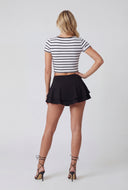 Scarlet Striped Ribbed Knit Crop Top