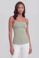 Side Slit Ruched Tube Top