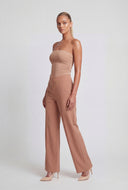 Side Slit Ruched Tube Top