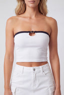 Esther Contrast Buckle Keyhole Tube Top