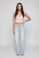 Esther Contrast Buckle Keyhole Tube Top