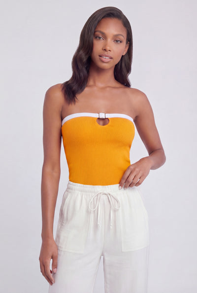 Esther Contrast Buckle Keyhole Tube Top