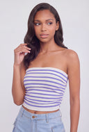 Striped Ribbed Crop Tube Top