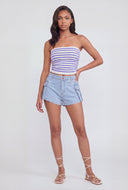 Striped Ribbed Crop Tube Top