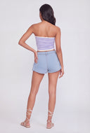 Striped Ribbed Crop Tube Top