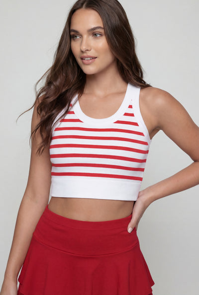 Striped Scoop Neck Crop Top
