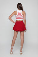 Striped Scoop Neck Crop Top