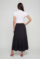 Lace Trim Puff Sleeve Crop Blouse