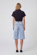 Button Front Cuffed Cropped Shirt