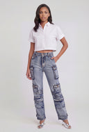 Lace-Up Back Button Front Shirt