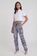Lace-Up Back Button Front Shirt