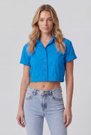 Lace-Up Back Button Front Shirt