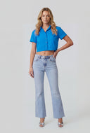Lace-Up Back Button Front Shirt
