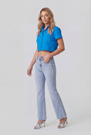 Lace-Up Back Button Front Shirt