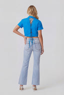 Lace-Up Back Button Front Shirt