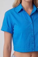 Lace-Up Back Button Front Shirt