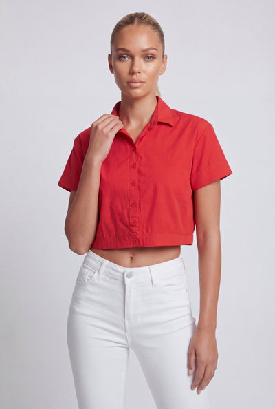Lace-Up Back Button Front Shirt