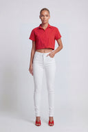 Lace-Up Back Button Front Shirt