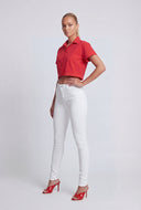 Lace-Up Back Button Front Shirt