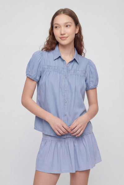 Puff Sleeve Denim Shirt
