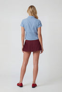 Denim Corset Button-Front Shirt