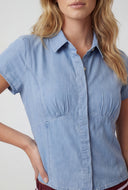 Denim Corset Button-Front Shirt