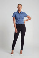 Denim Corset Button-Front Shirt