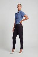 Denim Corset Button-Front Shirt