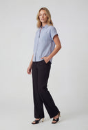 Denim Cap Sleeve Button Front Shirt