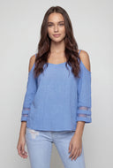 Cold Shoulder Gauze Knit Blouse