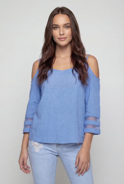 Cold Shoulder Gauze Knit Blouse