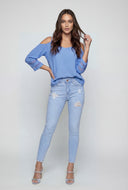 Cold Shoulder Gauze Knit Blouse
