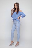 Cold Shoulder Gauze Knit Blouse
