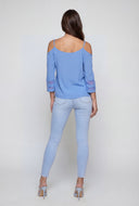 Cold Shoulder Gauze Knit Blouse