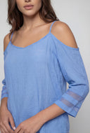 Cold Shoulder Gauze Knit Blouse