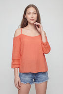Cold Shoulder Gauze Knit Blouse