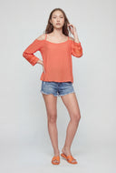 Cold Shoulder Gauze Knit Blouse