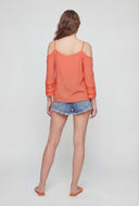 Cold Shoulder Gauze Knit Blouse