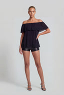 Lace Trim Off The Shoulder Blouse