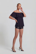 Lace Trim Off The Shoulder Blouse