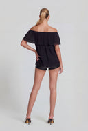 Lace Trim Off The Shoulder Blouse